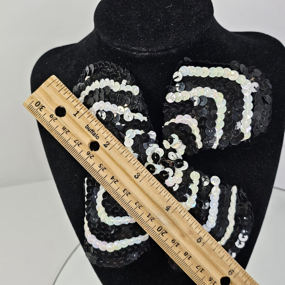 Yves Saint Laurent Sequin Brooch Black White Designer Rare Vintage - Picture 3 of 10